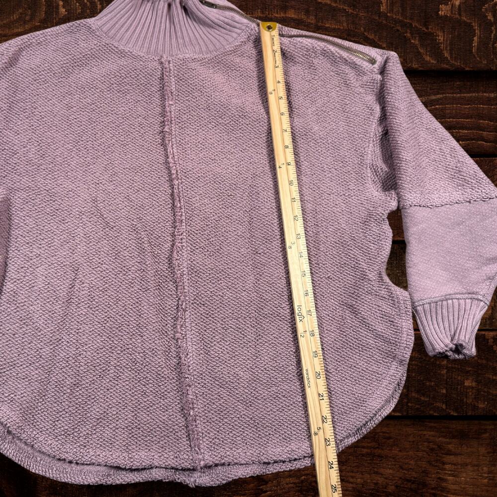Free People We The Free Zip Neck Oversized Sweater Lavender Slouchy Pullover XS - Picture 10 of 11